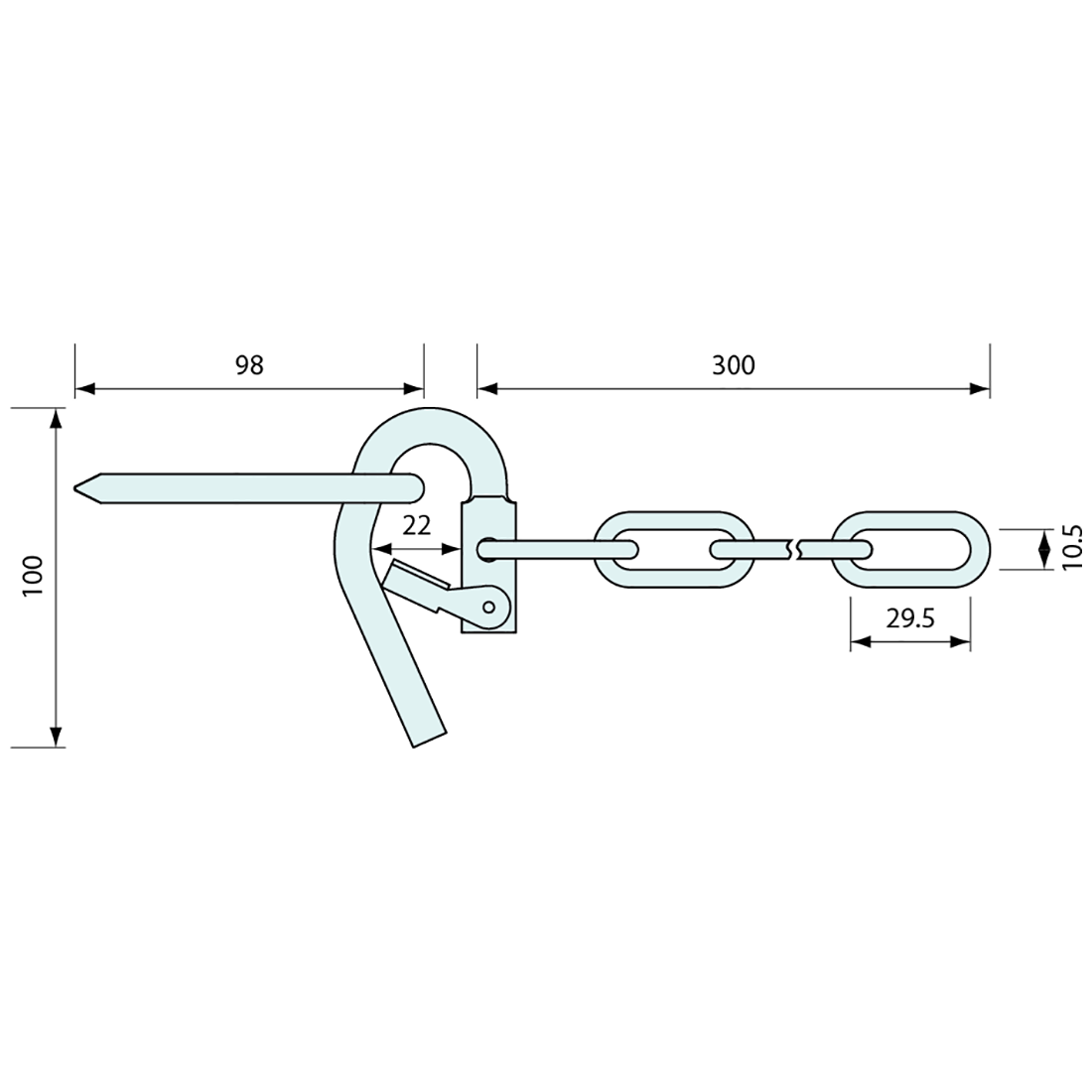 Snap Hook and Chain Zinc 300mm